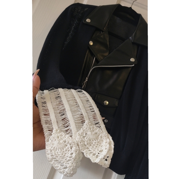 Lane Crawford Toga Crochet Cuff Cardigan Leather J - Picture 3 of 14